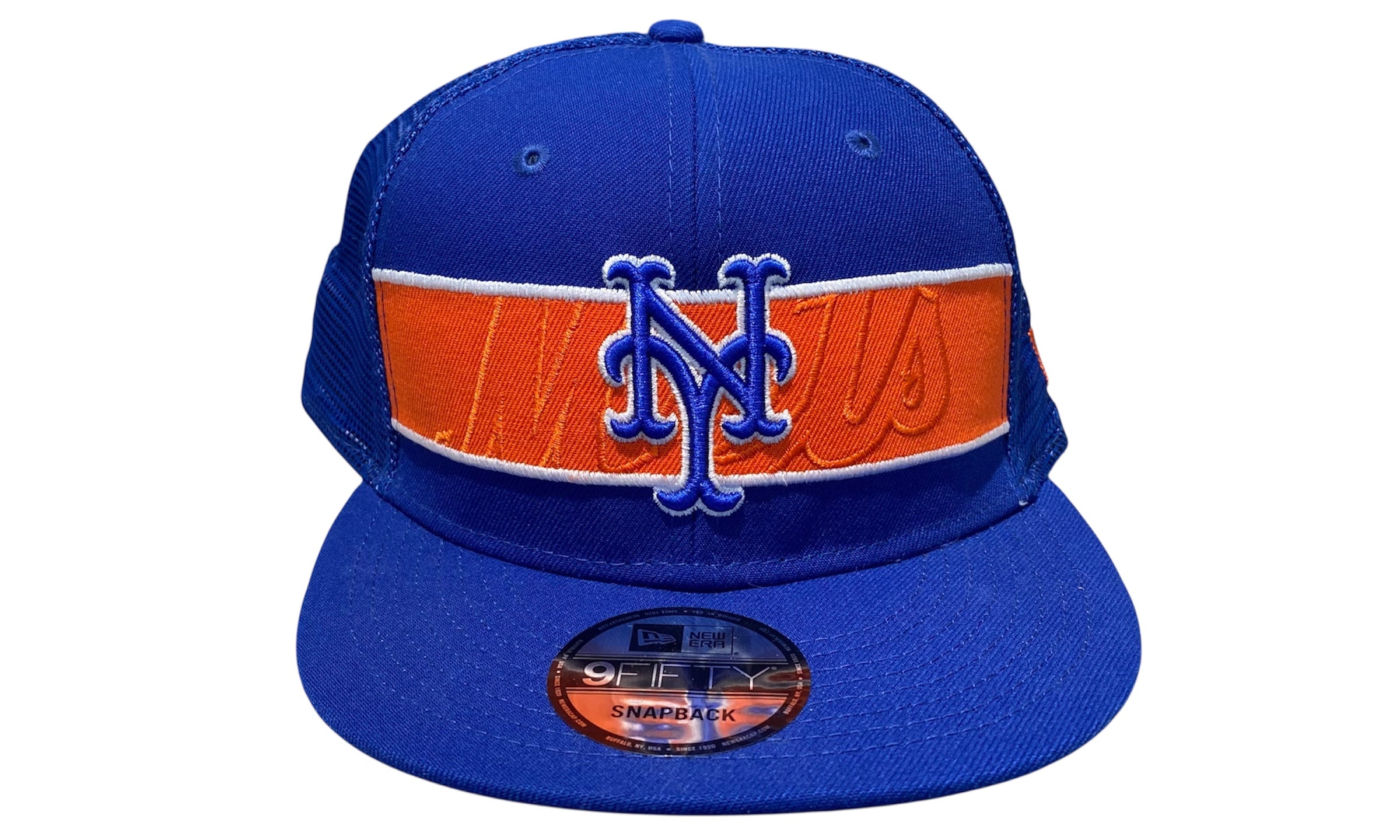 New Era Used New York Mets Snapback Hat Blue Orange - test