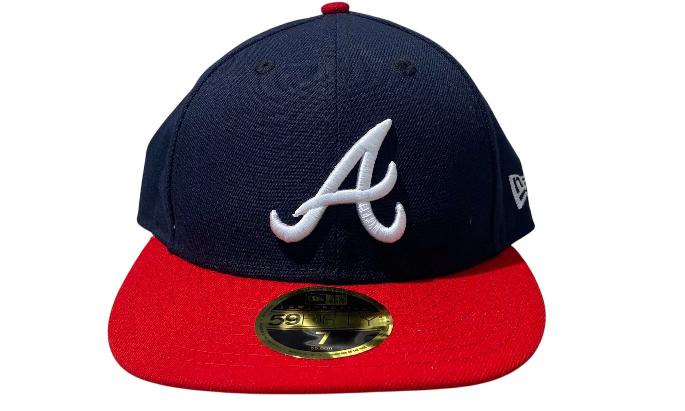 New Era Used Atlanta Braves Fitted Cap Red Navy - test