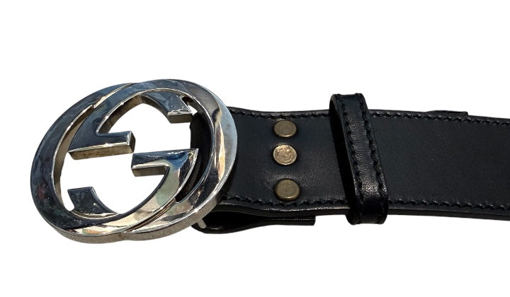 nike Used Gucci GG Black Leather Belt  - test