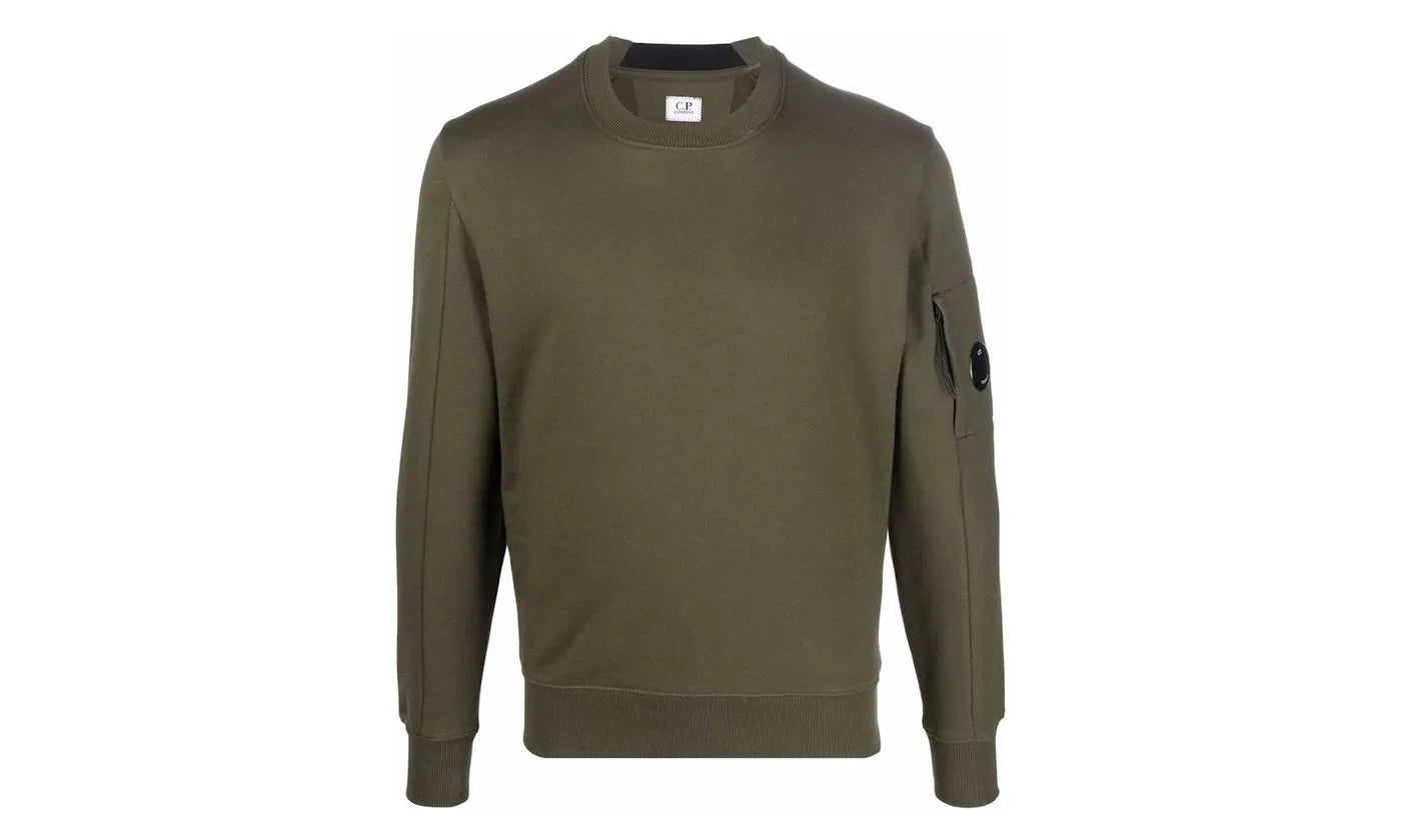 CP company fleece crewneck sweatshirt ivy green - 12CMSS022A005086W