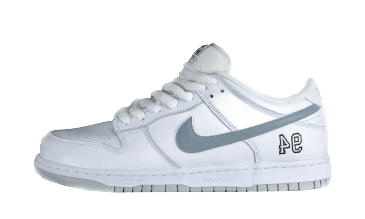 SB Dunk Low Supreme 94 White Metallic Silver - HQ8487-100