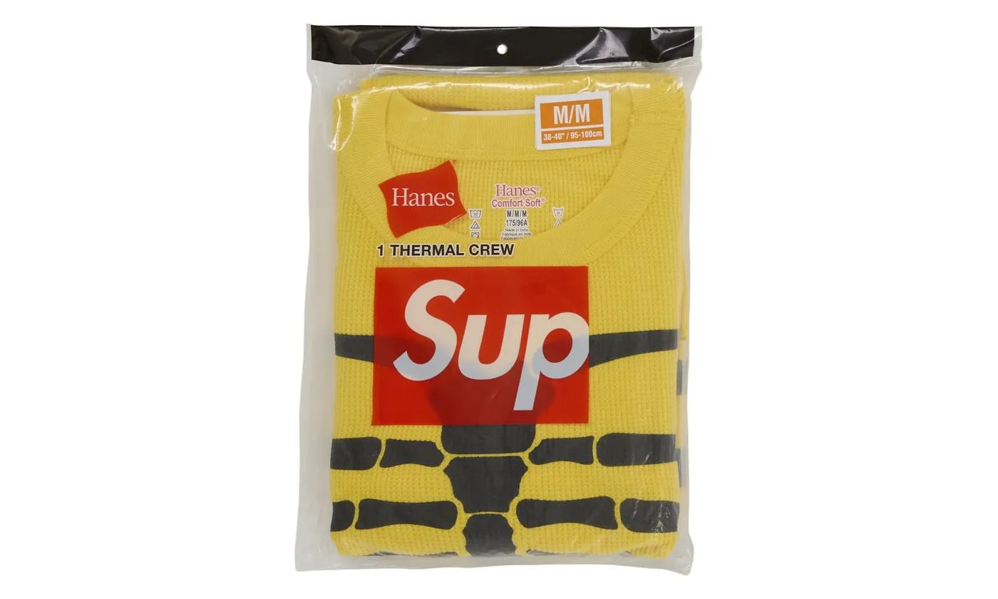Supreme Hanes Bones Thermal Crew FW25 (1 Pack) Yellow - SUPR-SHBTCF(P-MULTI