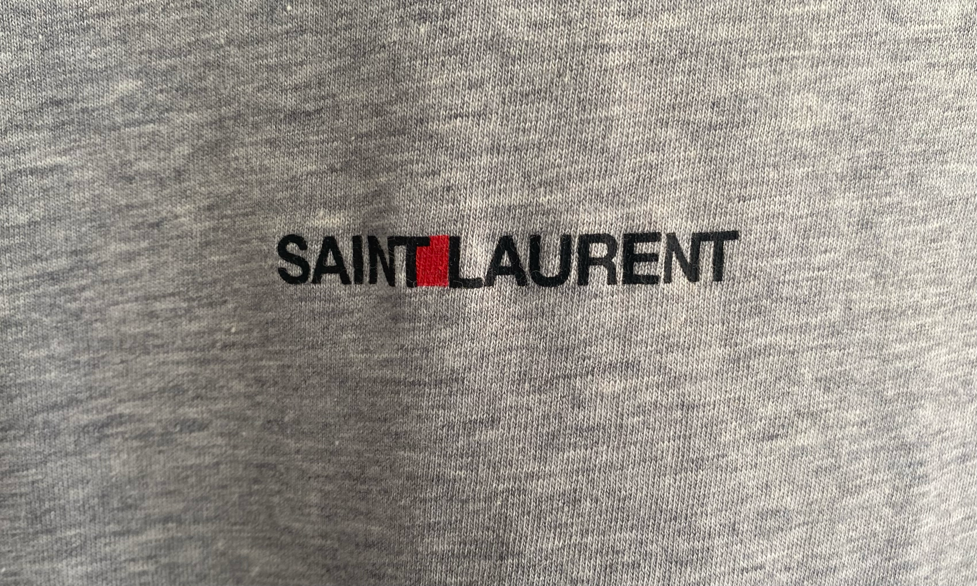 YSL Used Saint Laurent Logo Tee Grey - test